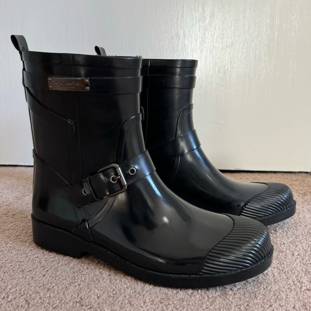 Coach Black Rain Booties